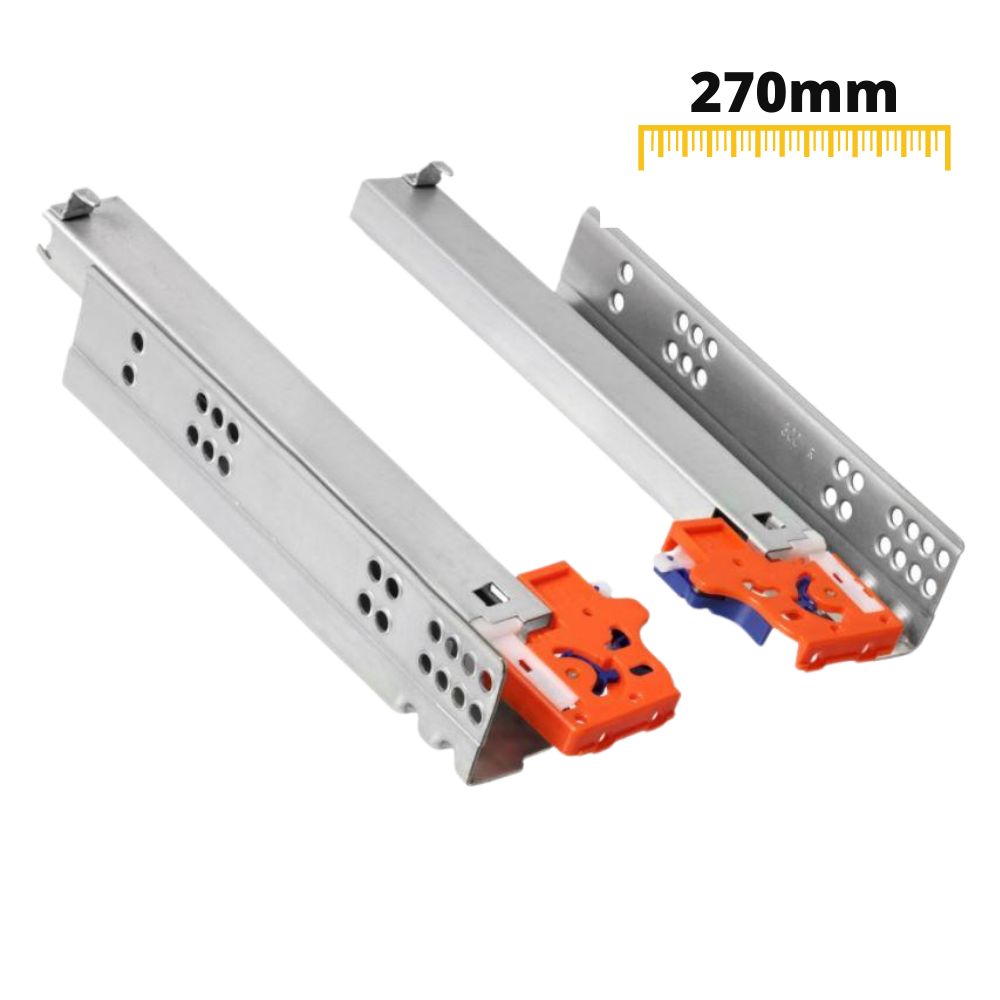 Corredores de cajón ocultos de cierre suave, montaje oculto, extensión completa - 270mm (5) – Furnica