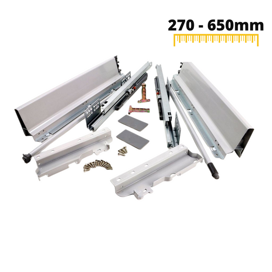 Conjunto de sistema de cierre suave para cajones, ALTO, H: 185mm, Plateado (2) – Furnica