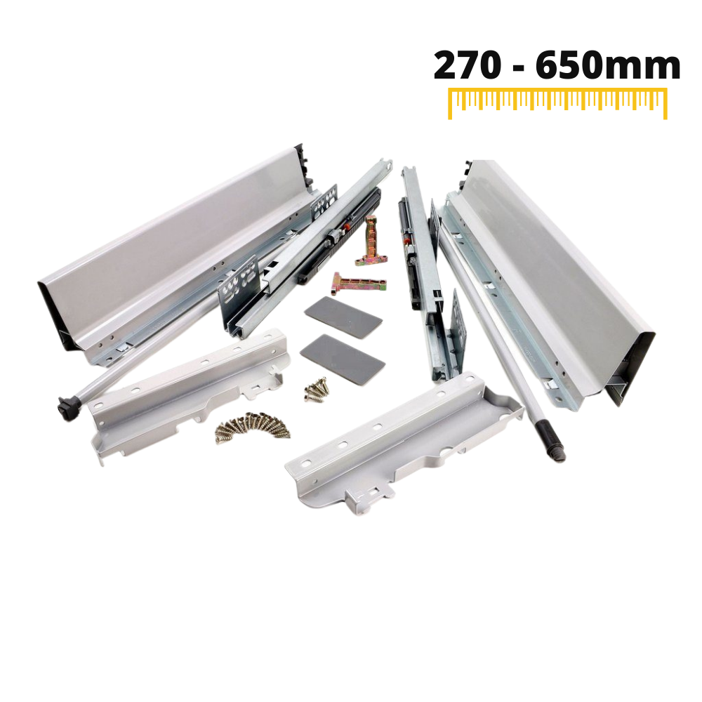Conjunto de sistema de cierre suave para cajones, ALTO, H: 185mm, Plateado