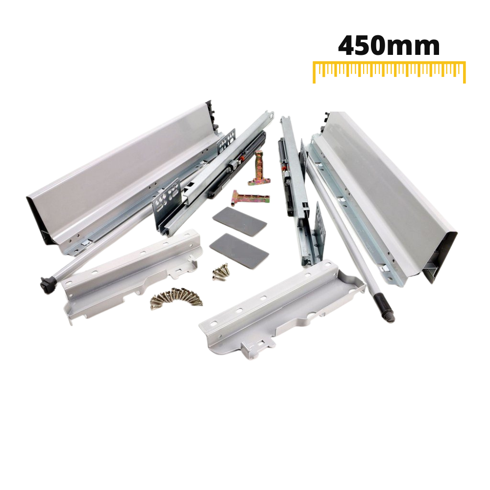 Conjunto de sistema de cierre suave para cajones, ALTO, H: 185mm, Plateado (18) – Furnica