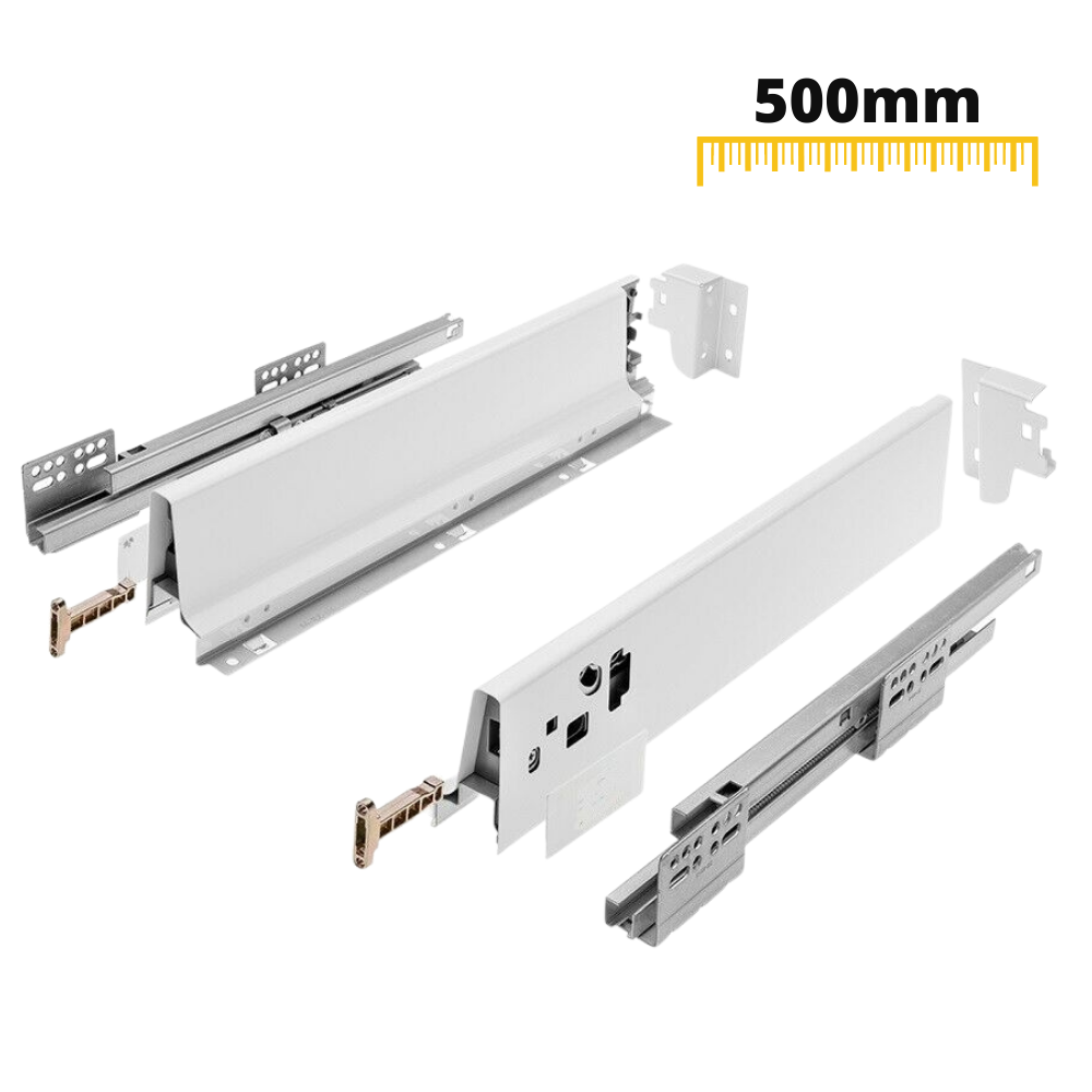 Sistema de cierre suave para cajones, BAJA, H: 68mm, Blanco 500mm