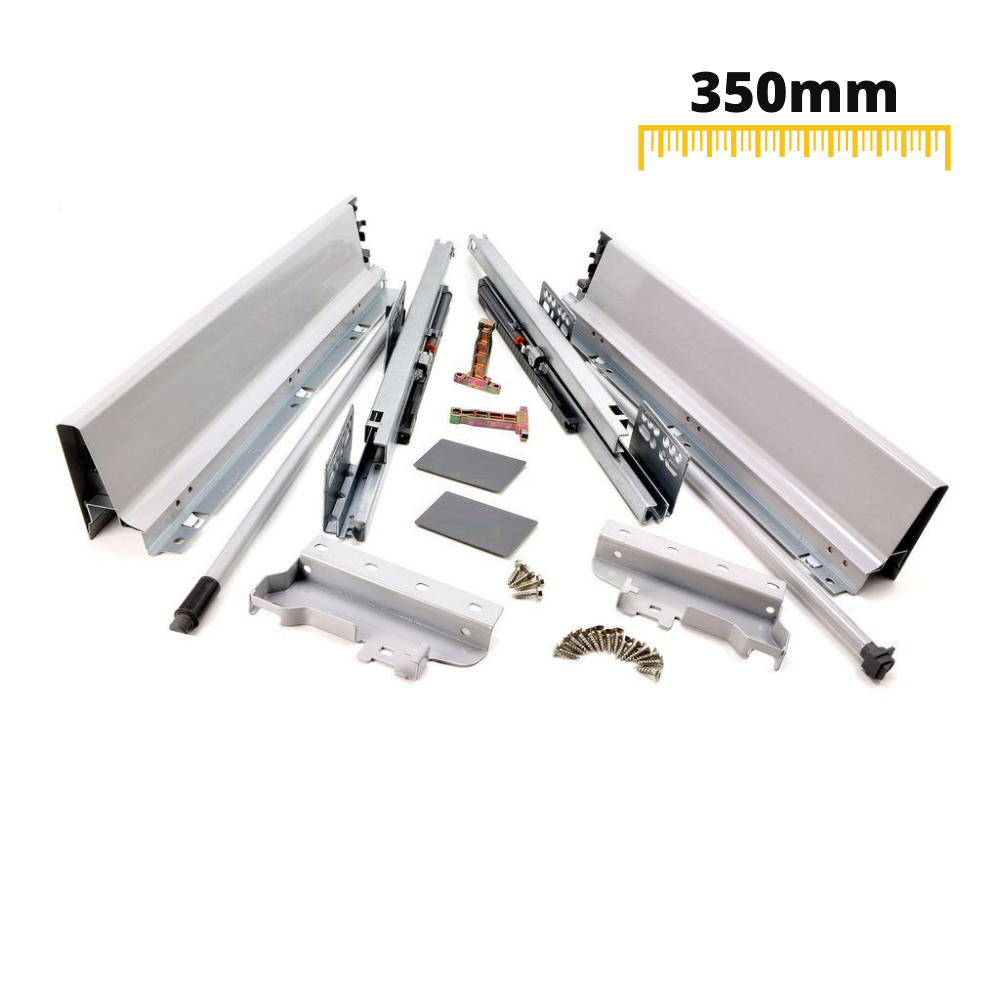 Conjunto de sistema de cierre suave para cajones, MEDIANO, H: 142mm, plateado (7) – Furnica