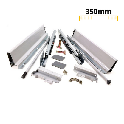 Conjunto de sistema de cierre suave para cajones, MEDIANO, H: 142mm, plateado (7) – Furnica