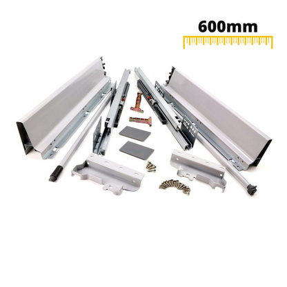 Conjunto de sistema de cierre suave para cajones, MEDIANO, H: 142mm, plateado (12) – Furnica