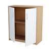 JULIA - Gabinete base con estantes - 2 puertas - Roble Sonoma / Blanco mate H85cm W74cm D35cm