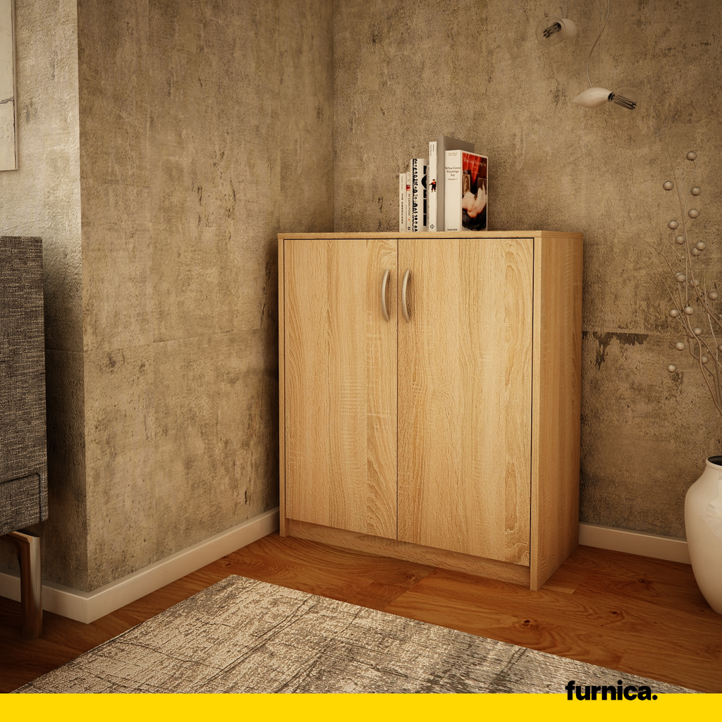 JULIA - Gabinete base con estantes - 2 puertas - Roble Sonoma H85cm W74cm D35cm