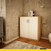 JULIA - Gabinete base con estantes - 2 puertas - Roble Sonoma / Blanco mate H85cm W74cm D35cm