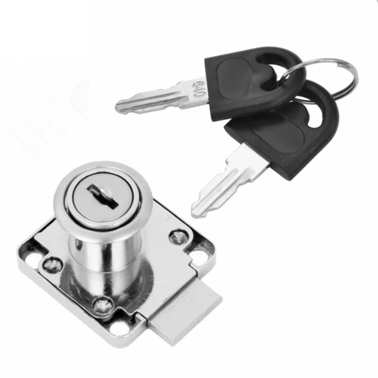 Cerradura de muebles cuadrada de 19x22mm, versión con llave idéntica, cromada – Furnica