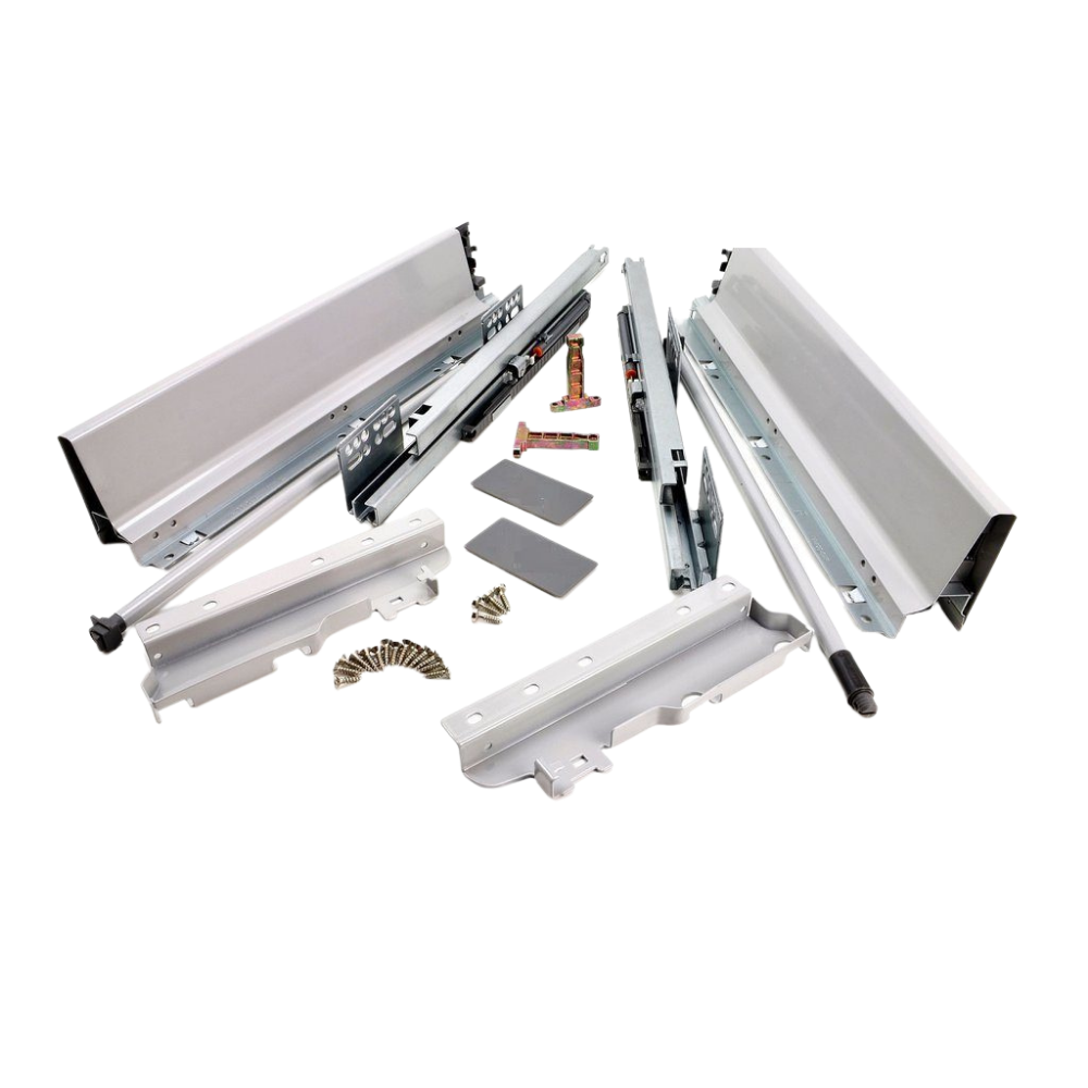 Conjunto de sistema de cierre suave para cajones, ALTO, H: 185mm, Plateado – Furnica