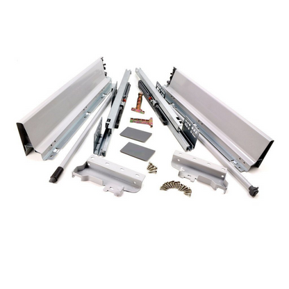 Conjunto de sistema de cierre suave para cajones, MEDIANO, H: 142mm, plateado – Furnica