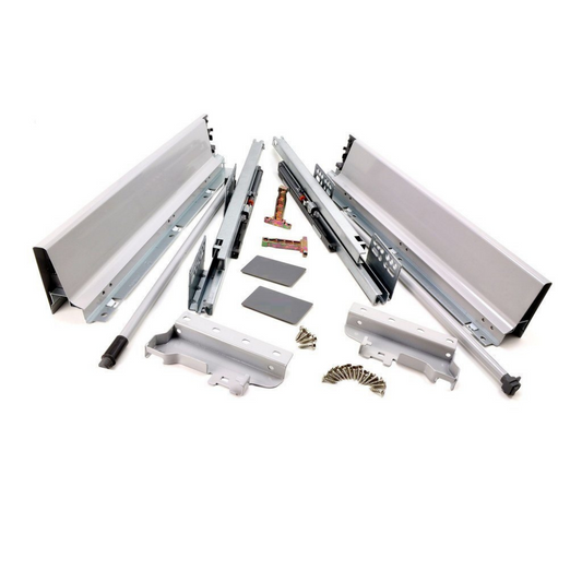 Conjunto de sistema de cierre suave para cajones, MEDIANO, H: 142mm, plateado – Furnica