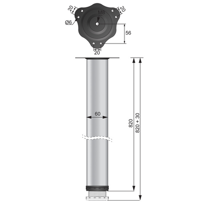 Pata de mueble ajustable de 820mm - Satinado (2) – Furnica