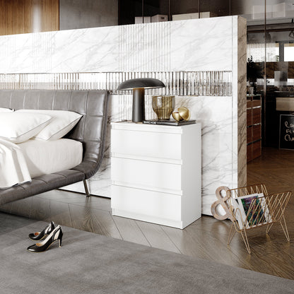 GABRIEL - Cómoda de 3 cajones - Armario de almacenamiento para el dormitorio - Blanco Mate - A72cm A60cm P33cm (2)