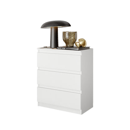 GABRIEL - Cómoda de 3 cajones - Armario de almacenamiento para el dormitorio - Blanco Mate - A72cm A60cm P33cm