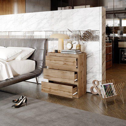GABRIEL - Cómoda de 3 cajones - Armario de almacenamiento para el dormitorio - Roble Wotan - A72cm A60cm P33cm (3)