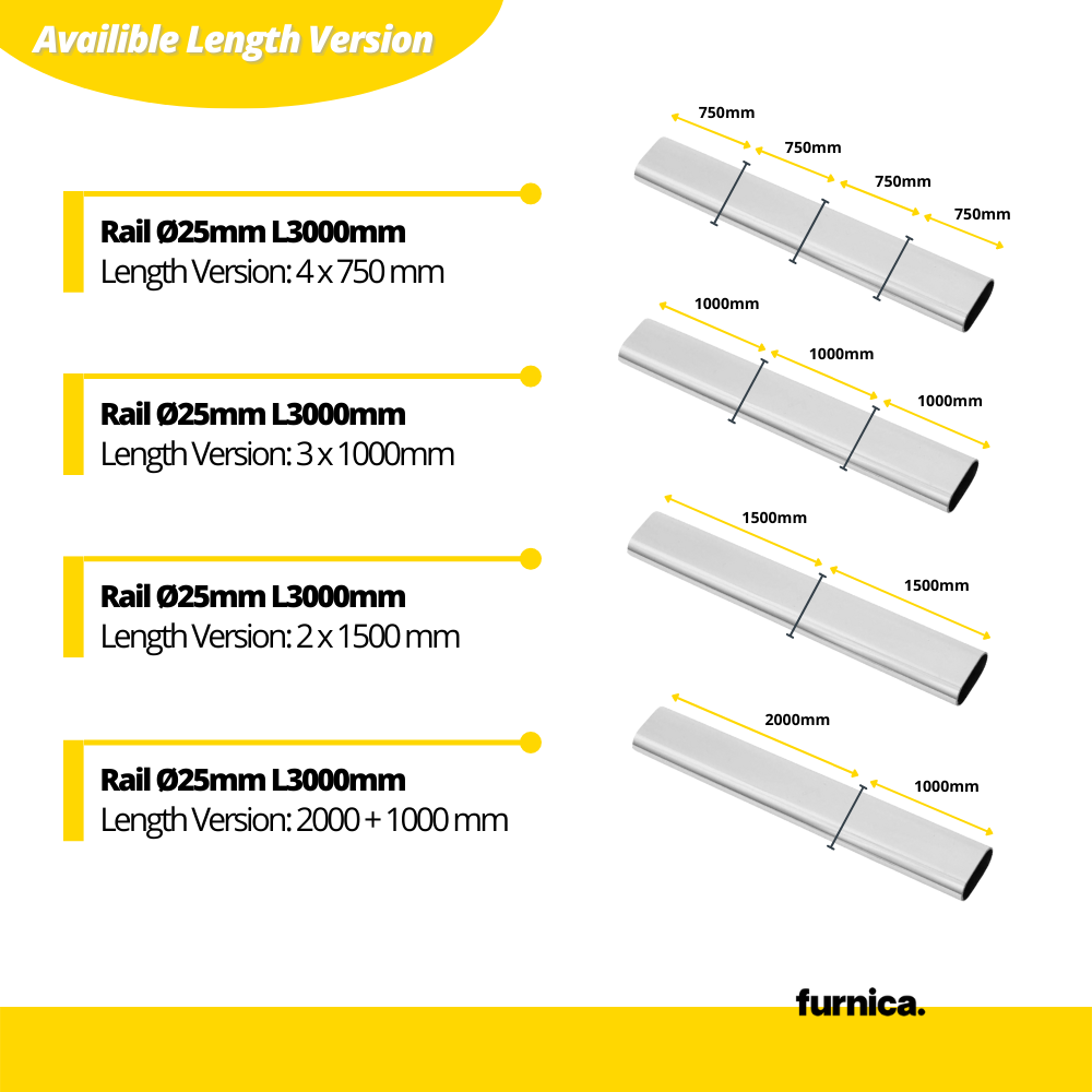 Armario con barra colgante ovalada de 15x30mm y longitud de 3000mm - Cromo (3) – Furnica