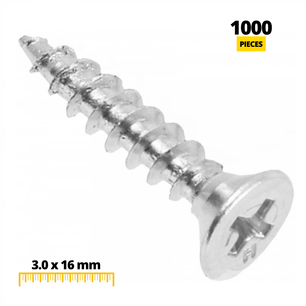 Tornillos de madera PH1 3.0x16mm Zinc blanco (1000 piezas) (2) – Furnica