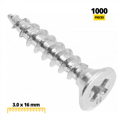Tornillos de madera PH1 3.0x16mm Zinc blanco (1000 piezas) (2) – Furnica