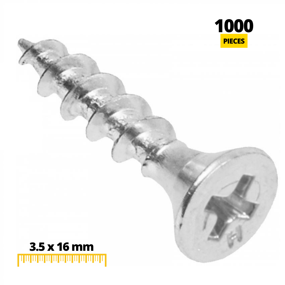 Tornillos de madera PH2 3.5x16mm Zinc blanco (1000 piezas) (2) – Furnica