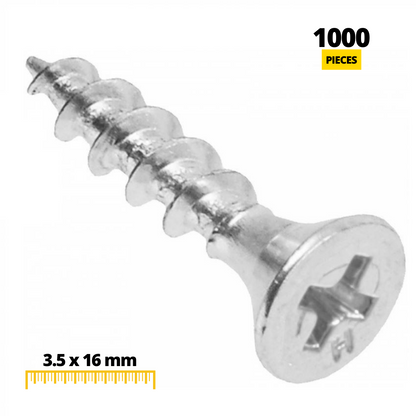 Tornillos de madera PH2 3.5x16mm Zinc blanco (1000 piezas) (2) – Furnica
