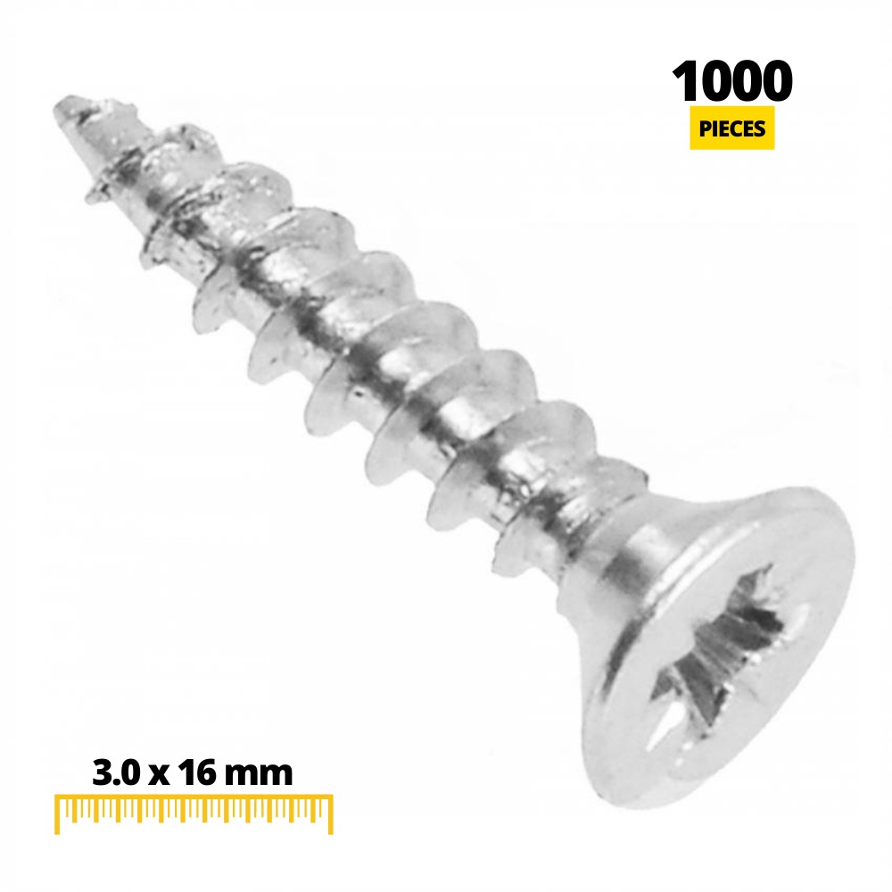 Tornillos de madera PZ1 3.0x16mm Zinc blanco (1000 piezas) (2) – Furnica