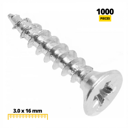 Tornillos de madera PZ1 3.0x16mm Zinc blanco (1000 piezas) (2) – Furnica