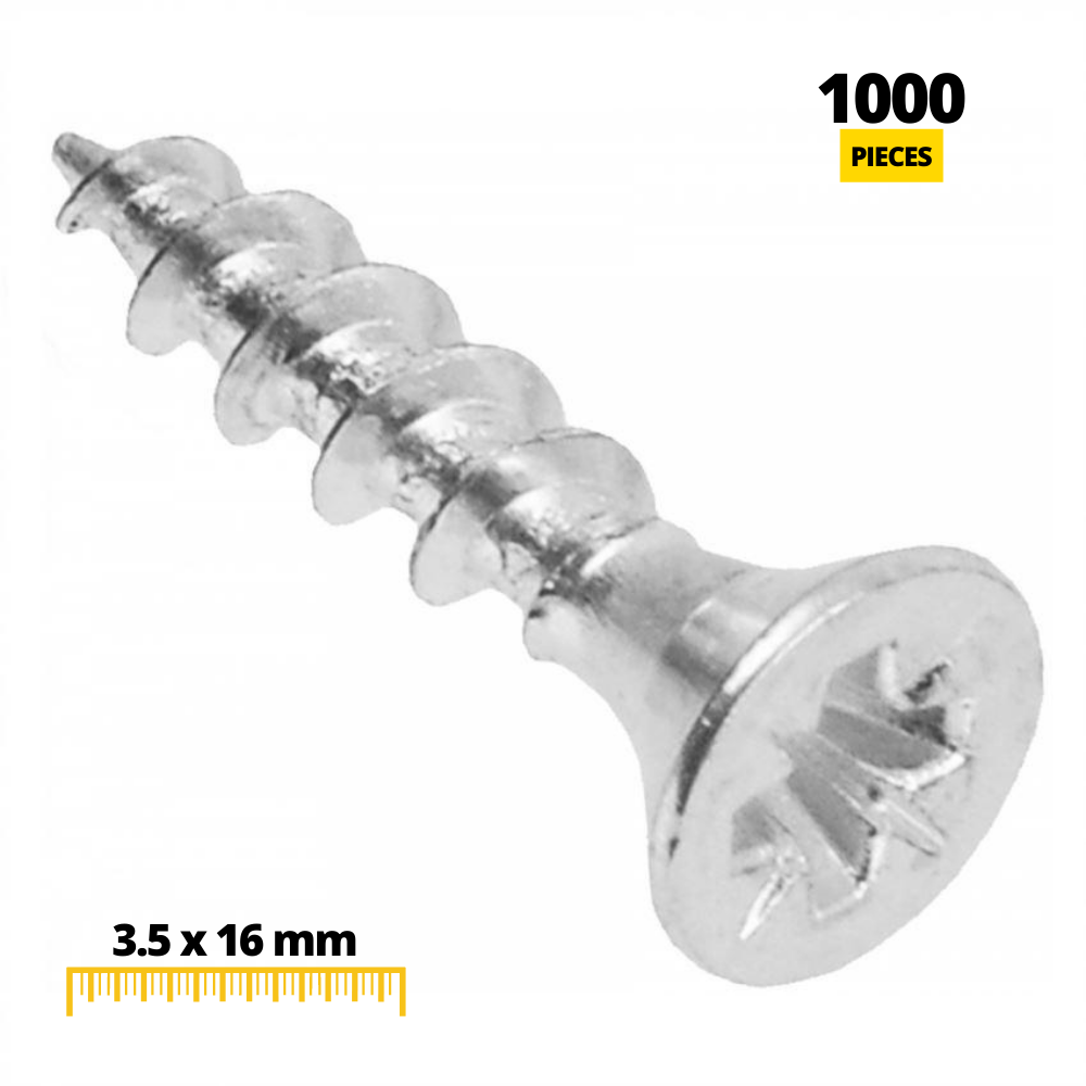 Tornillos de madera PZ2 3.5x16mm Zinc blanco (1000 piezas) (2) – Furnica
