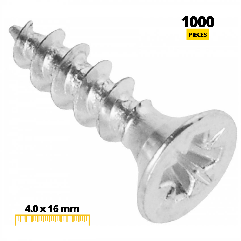 Tornillos de madera PZ2 4.0x16mm Zinc blanco (1000 piezas)