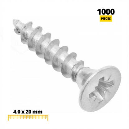 Tornillos de madera PZ2 4.0x20mm Zinc blanco (1000 piezas) (2) – Furnica