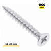 Tornillos de madera PZ2 4.0x30mm Zinc blanco (1000 piezas)