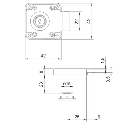 Cerradura para muebles de 15x23mm (3) – Furnica