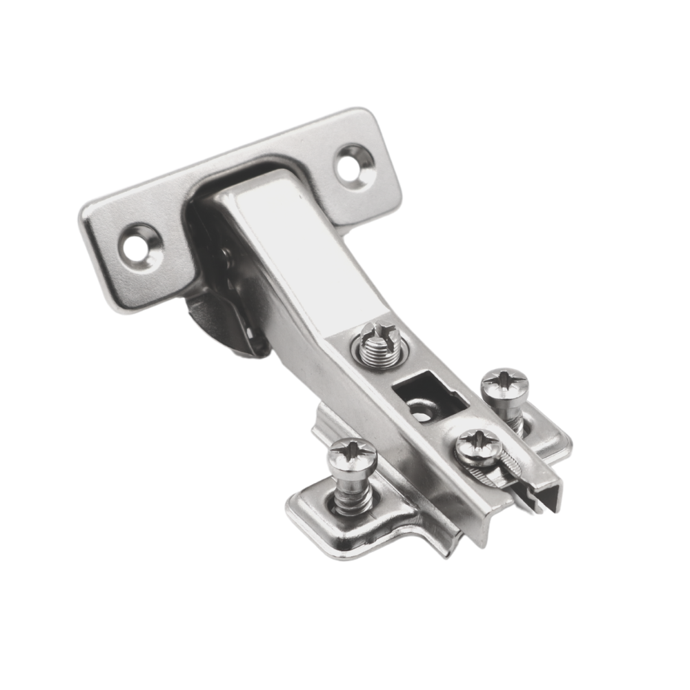 Bisagra de +45º, placa de montaje H2 con tornillos EURO, puertas anguladas
