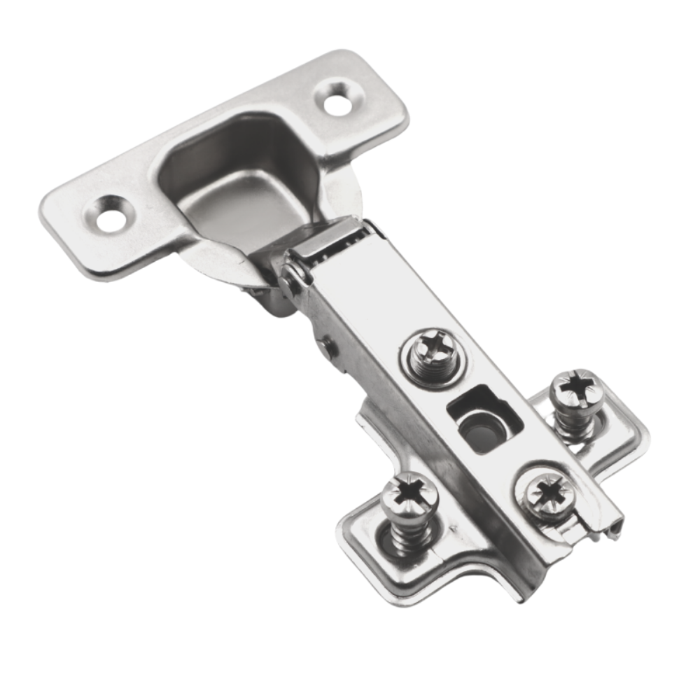 Bisagra de 110°, placa de montaje H0 con tornillos EURO, puertas con solapamiento – Furnica
