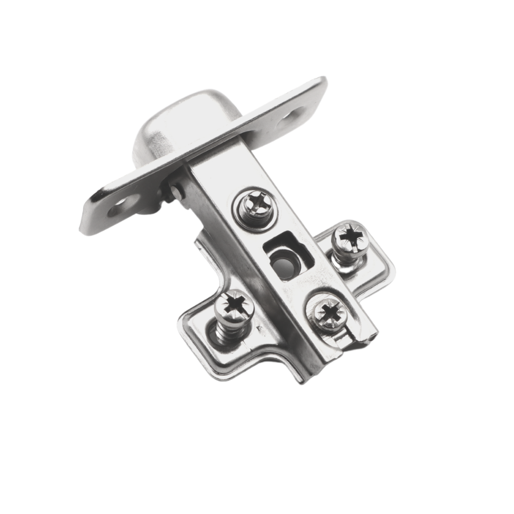 Bisagra de 110°, placa de montaje H0 con tornillos EURO, puertas con solapamiento (2) – Furnica