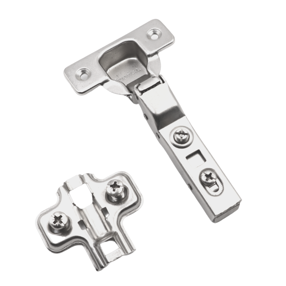Bisagra de cierre suave, placa de montaje H0 con tornillos EURO, puertas gemelas (2) – Furnica