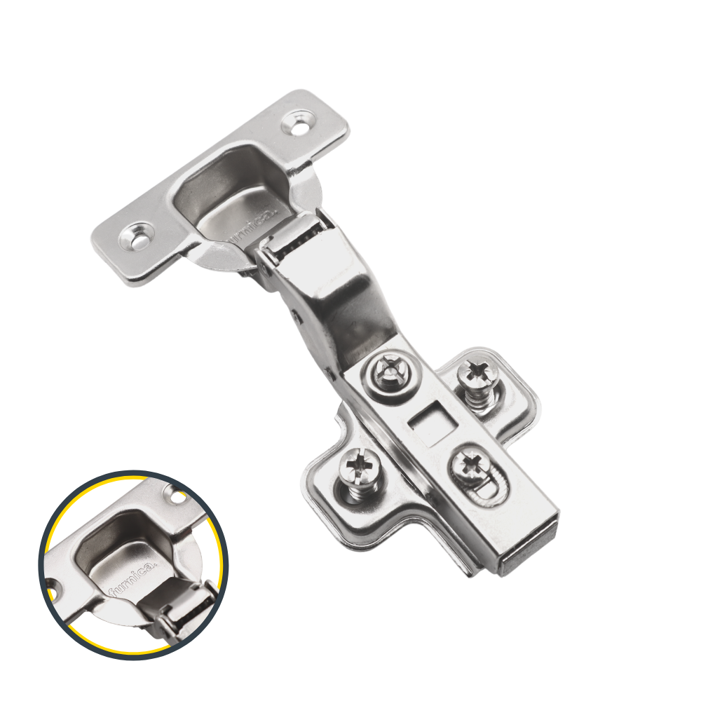Bisagra de cierre suave, placa de montaje H0 con tornillos EURO, puertas enrasadas (5) – Furnica