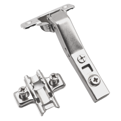 Bisagra de cierre suave a +45º, placa de montaje H2 con tornillos EURO, puertas anguladas (2) – Furnica