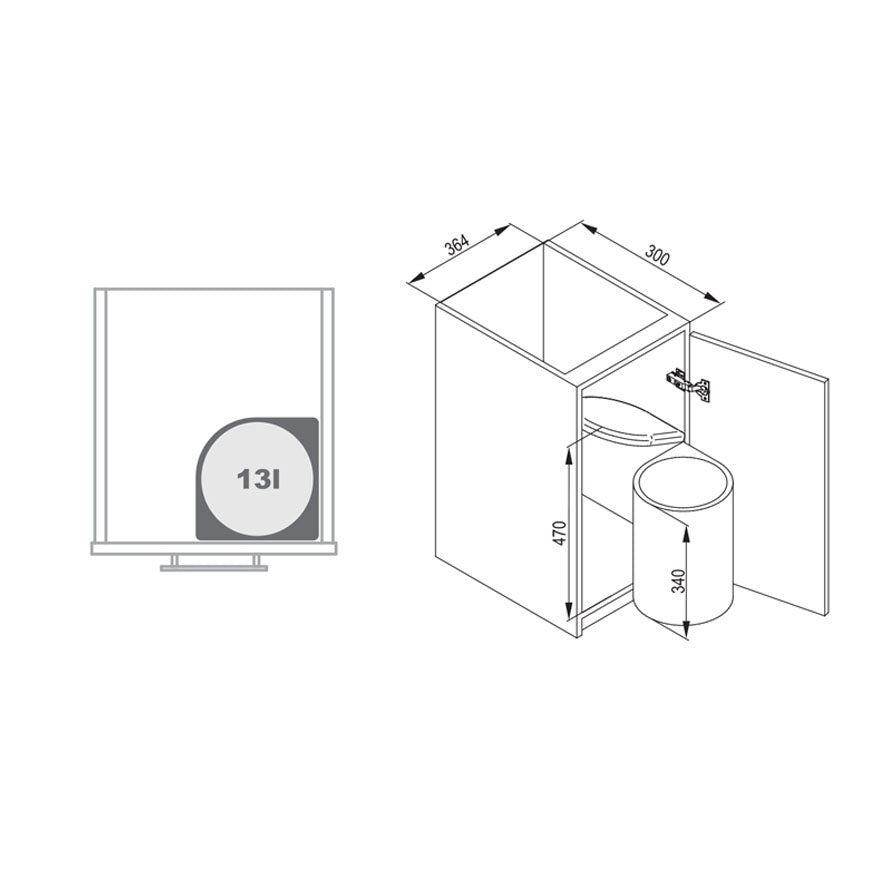 Cubo de basura AUTOMAT 270 para mueble de 450 mm