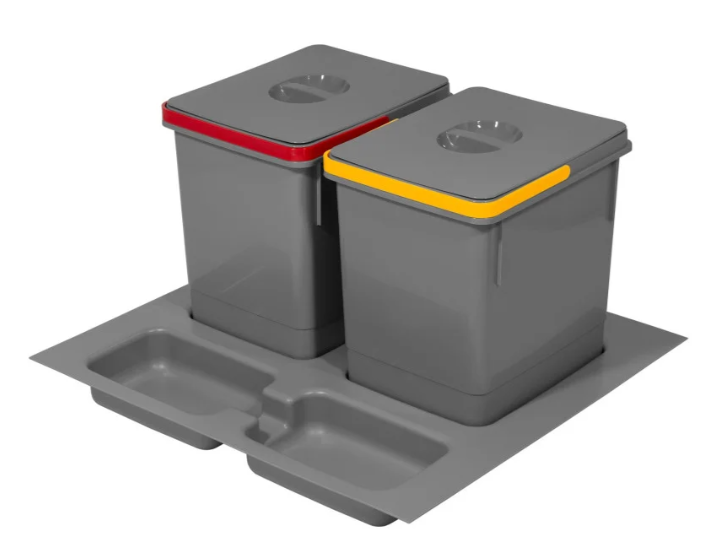 Cubos de basura y reciclaje para cajón de cocina - 2x15 l - mueble de 60 cm - Antracita