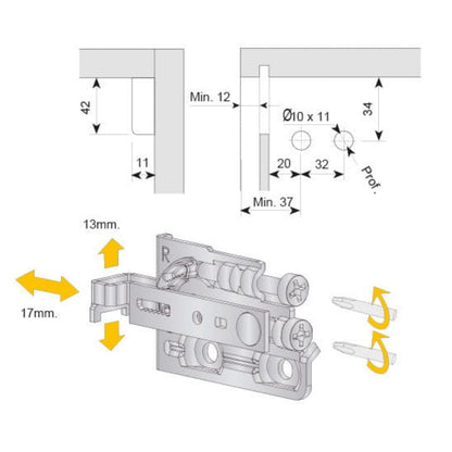 Soporte de gabinete ajustable, L+R - 3D Premium - Marrón (4) – Furnica