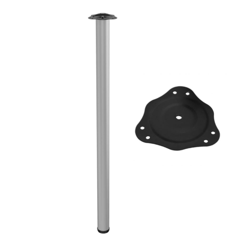 Pata de mueble ajustable de 1100 mm - Placa de montaje de acero - Aluminio – Furnica