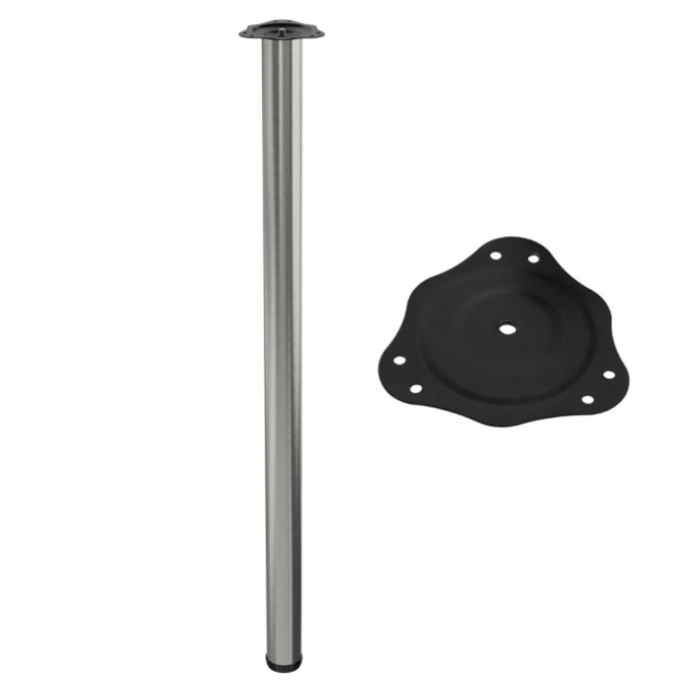 Pata de mueble ajustable de 1100 mm - Placa de montaje de acero - Níquel cepillado – Furnica