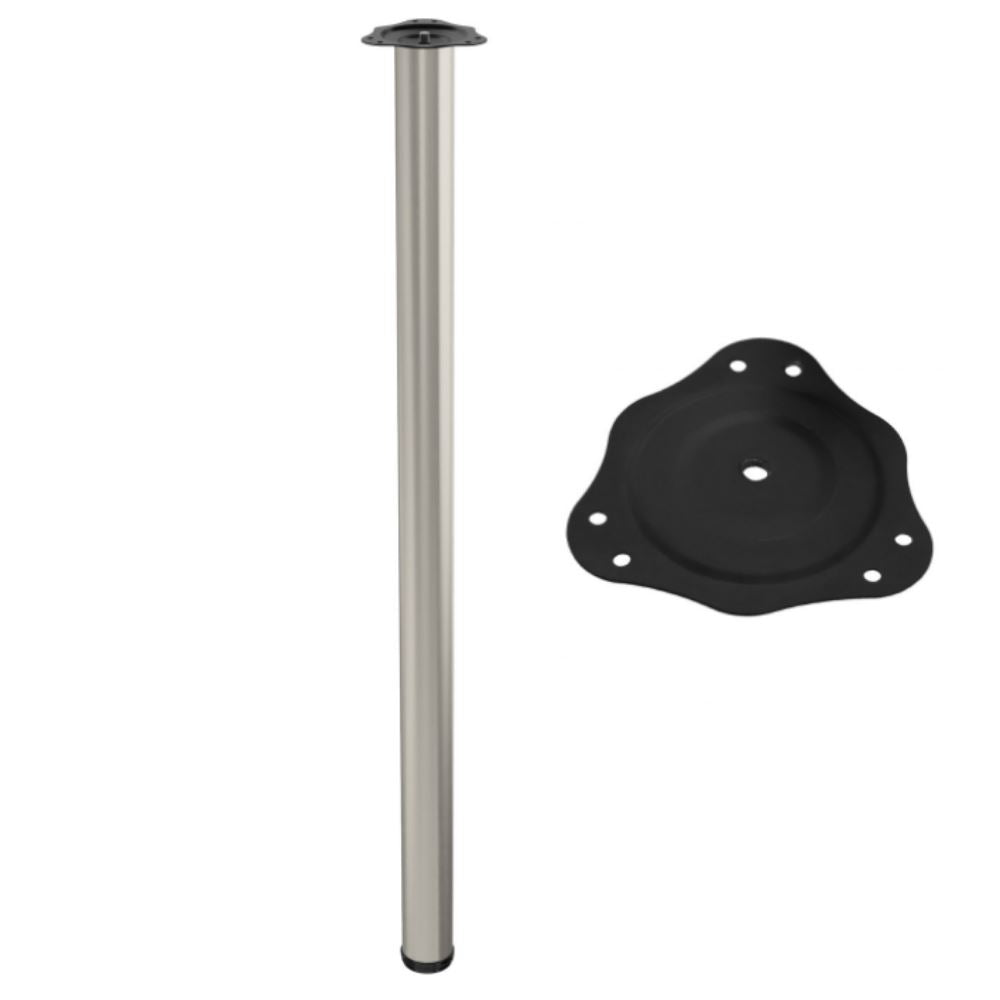 Pata de mueble ajustable de 1100 mm - Placa de montaje de acero - Satinado – Furnica