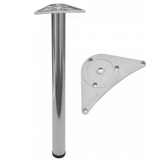 Pata de mueble ajustable de 820 mm - Placa de montaje de ZnAl - Níquel cepillado – Furnica