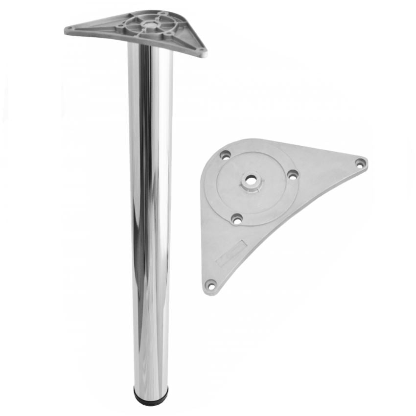Pata de mueble ajustable de 820 mm - Placa de montaje de ZnAl - Cromo – Furnica