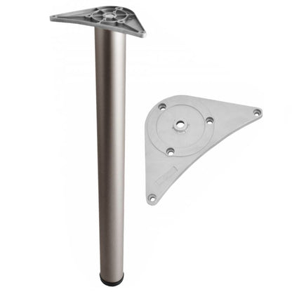 Pata de mueble ajustable de 820 mm - Placa de montaje de ZnAl - Satinado – Furnica