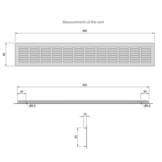Rejilla de ventilación de aluminio 480x80mm - Plateado (2) – Furnica