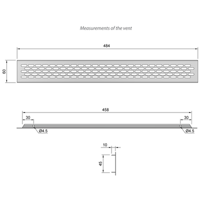 Rejilla de ventilación de aluminio 484x60mm - Plateado (2) – Furnica