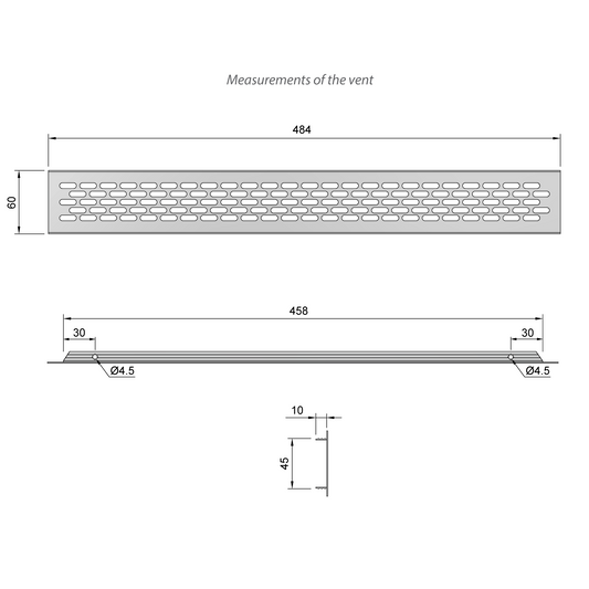 Rejilla de ventilación de aluminio 484x60mm - Plateado (2) – Furnica