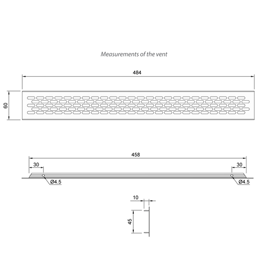 Rejilla de ventilación de aluminio 484x60mm - Blanco (2) – Furnica